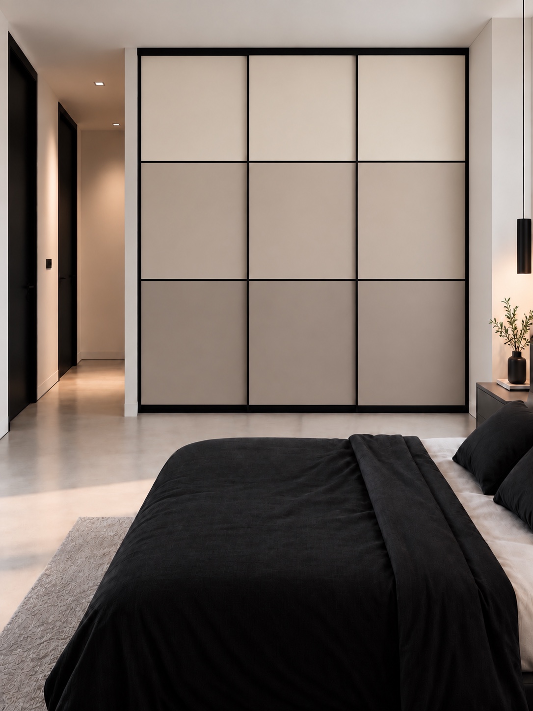 Three doors with horizontal dividing profiles